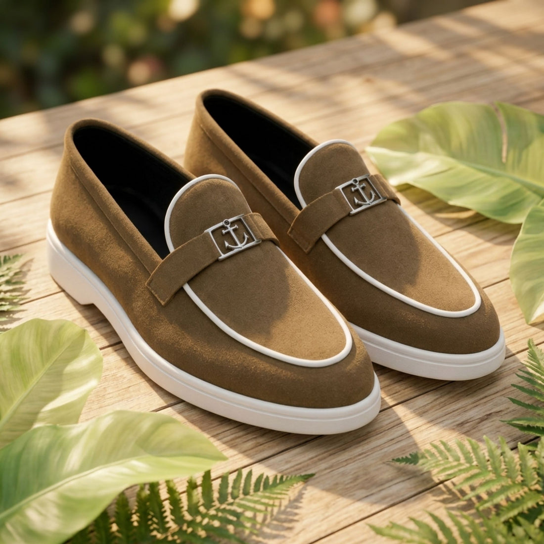 Wristoe Suede Anchor Loafers – Brown | White Sole