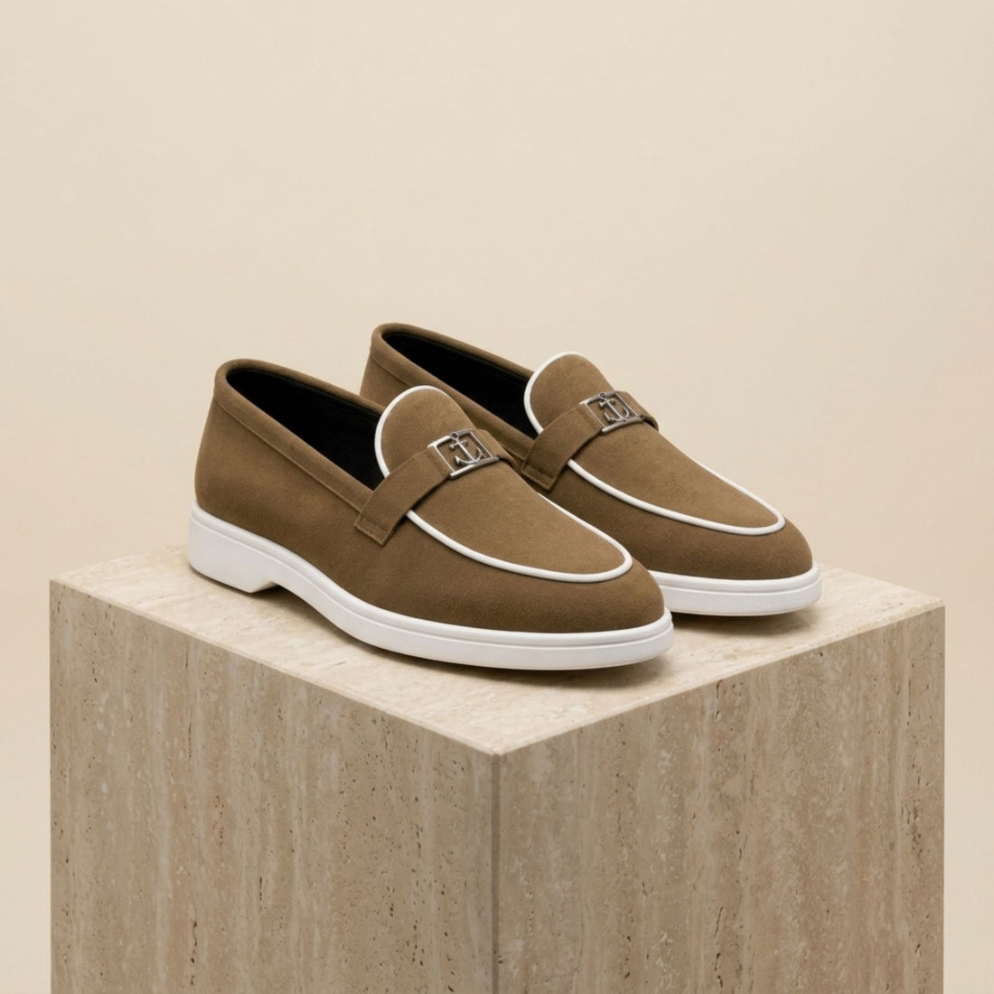 Wristoe Suede Anchor Loafers – Brown | White Sole