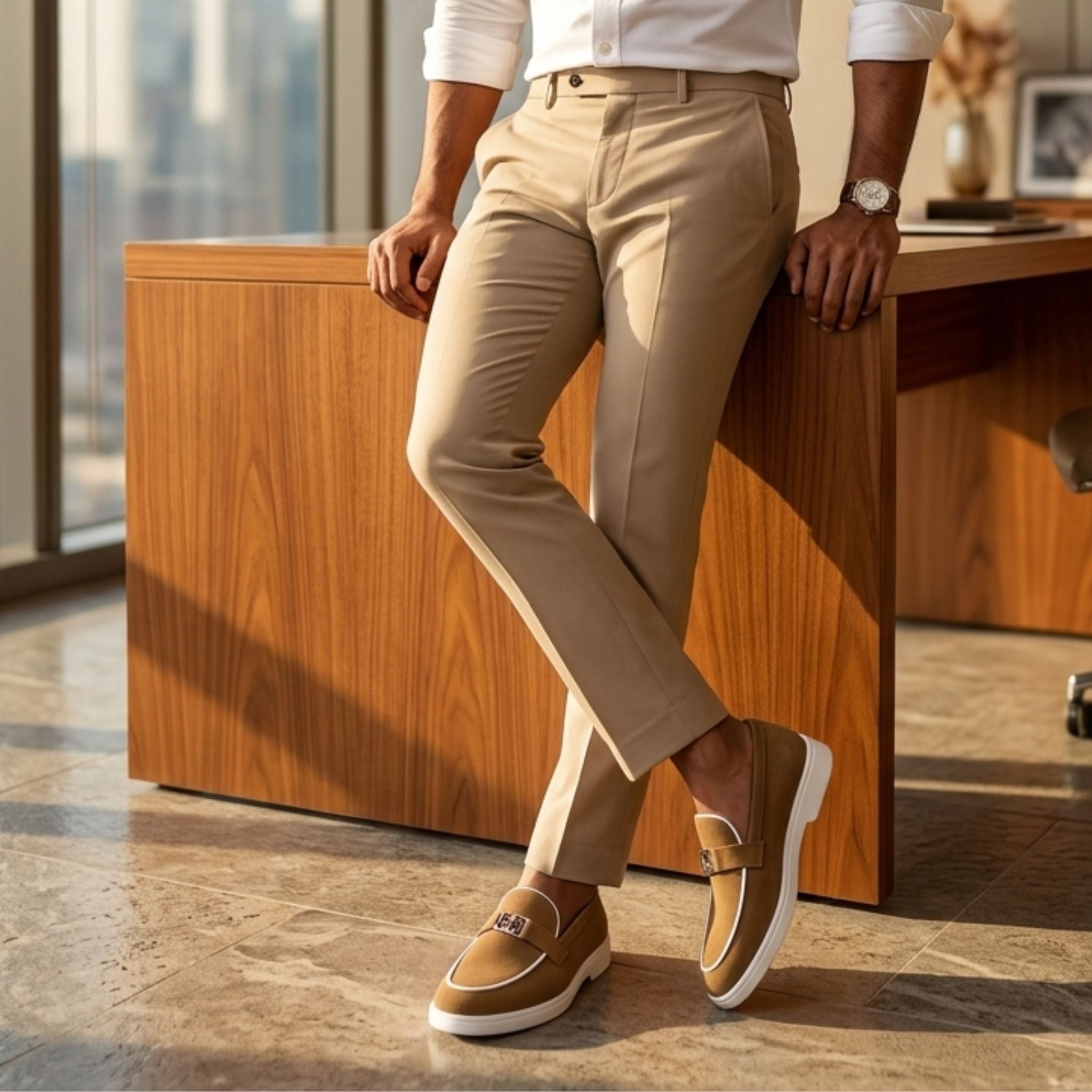 Wristoe Suede Anchor Loafers – Brown | White Sole