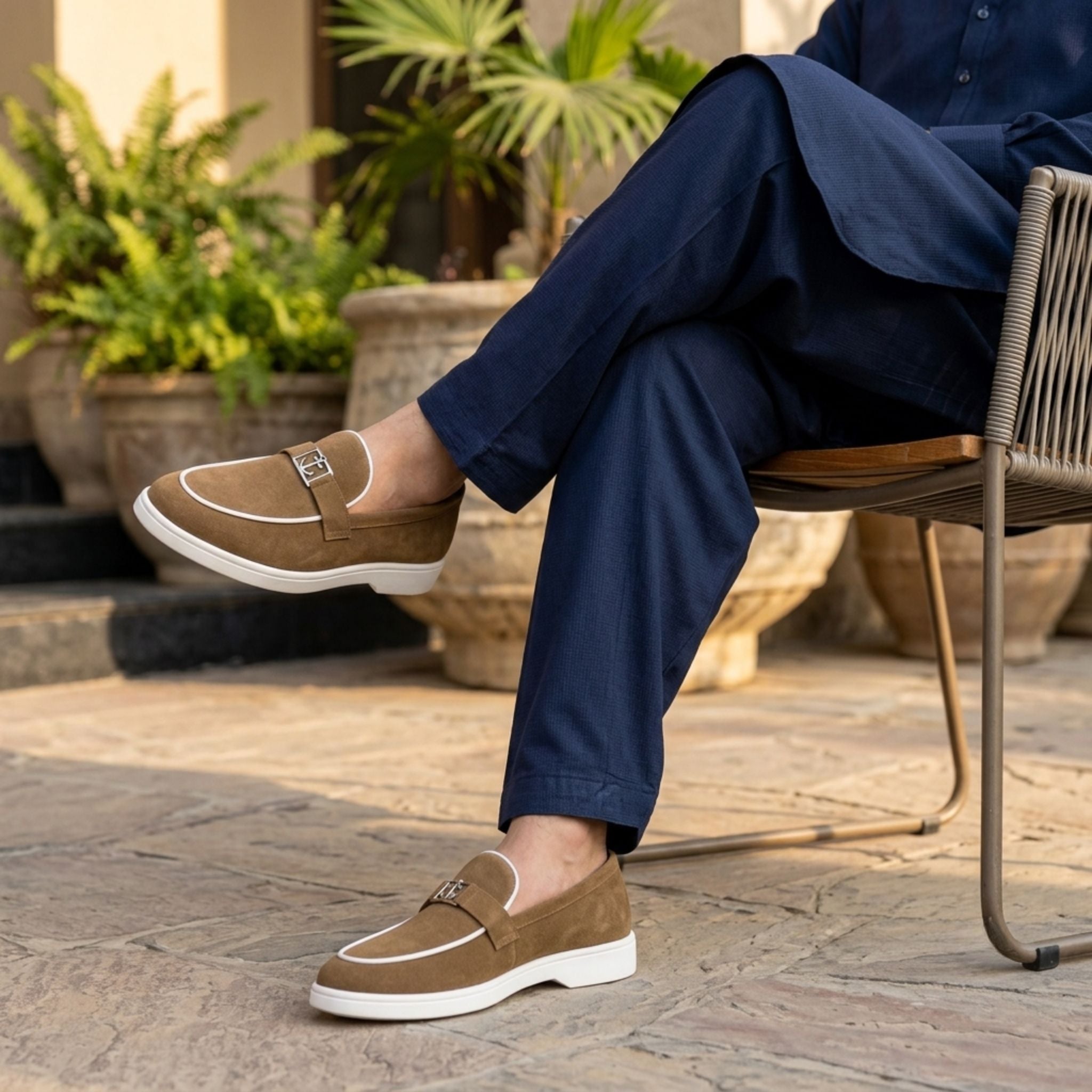 Wristoe Suede Anchor Loafers – Brown | White Sole
