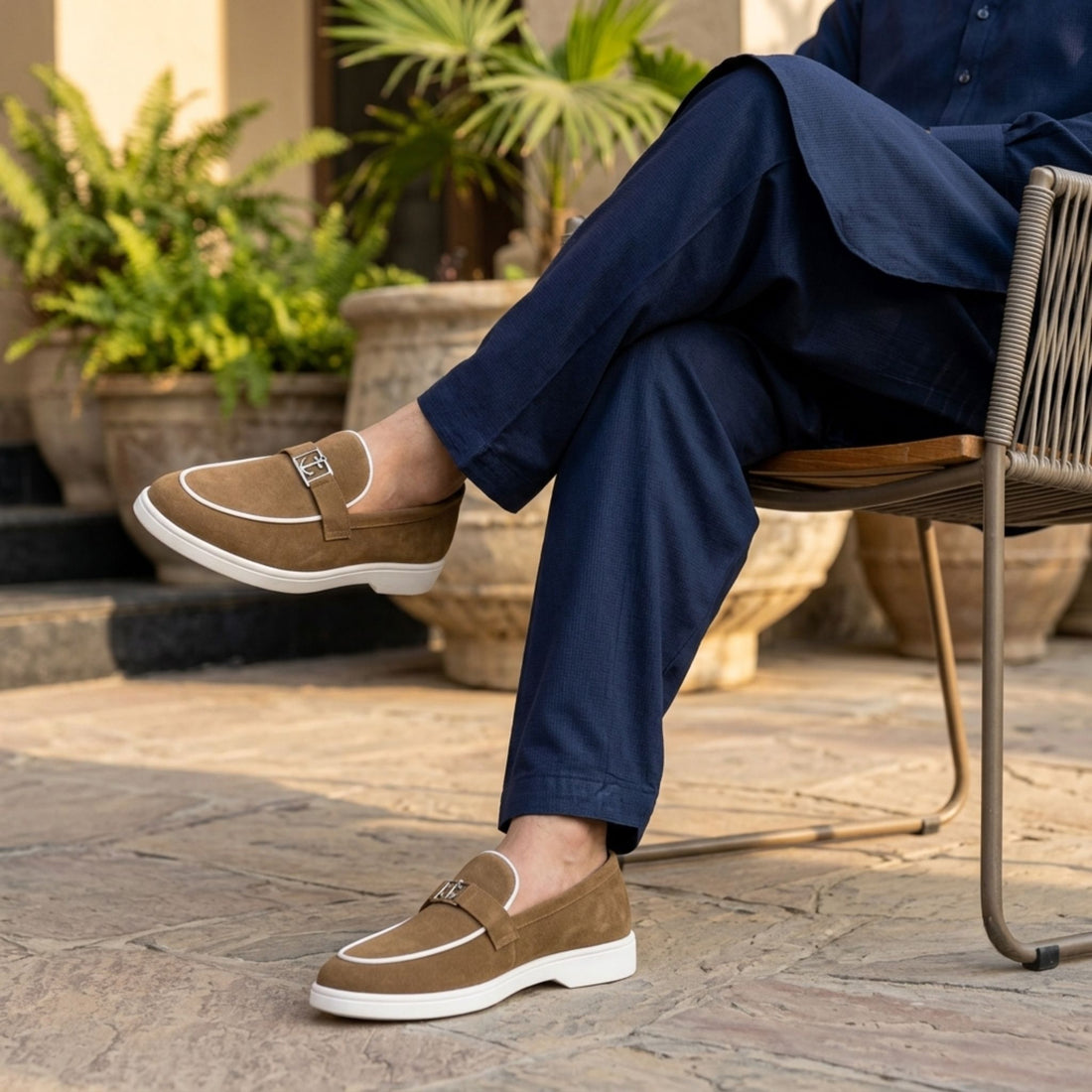 Wristoe Suede Anchor Loafers – Brown | White Sole