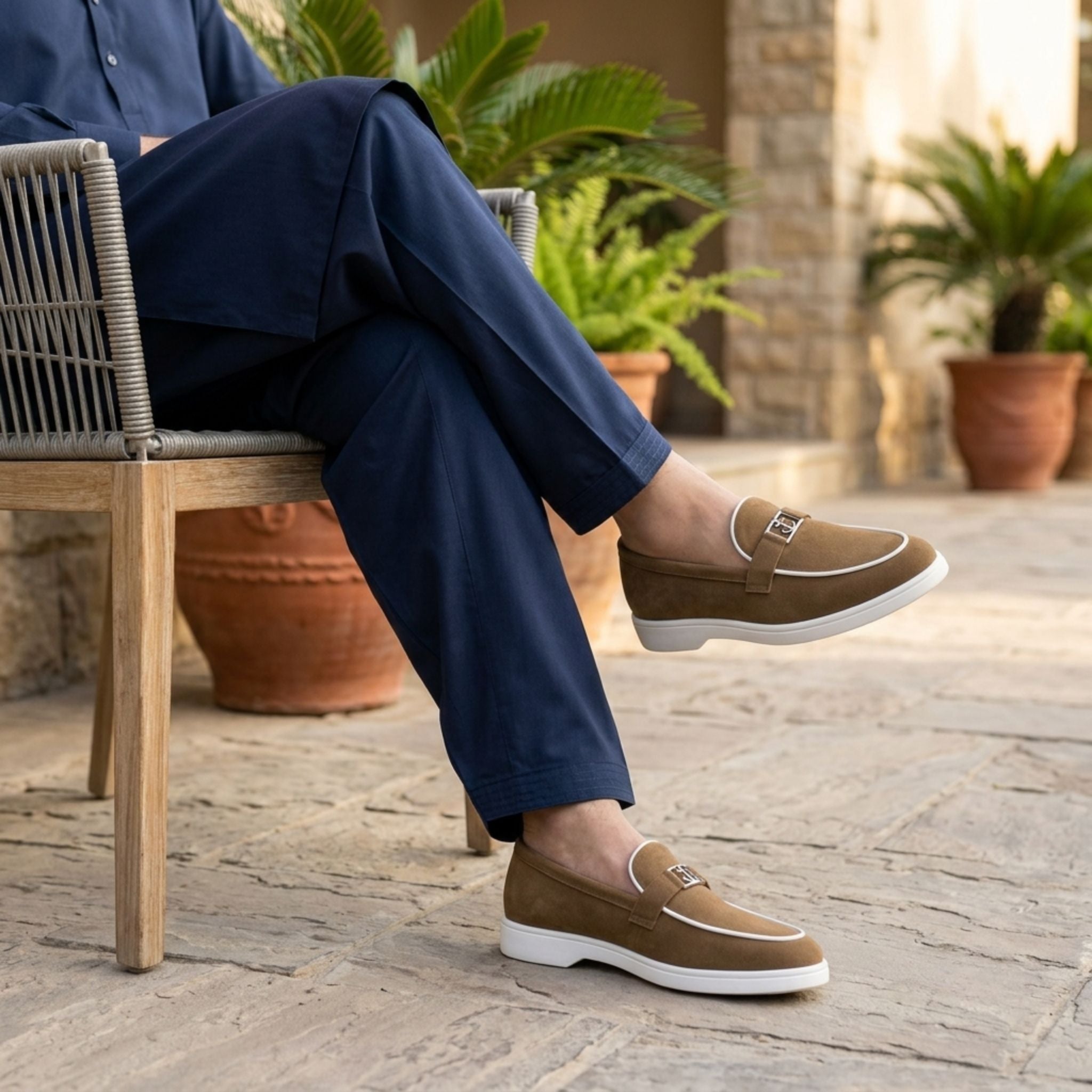 Wristoe Suede Anchor Loafers – Brown | White Sole
