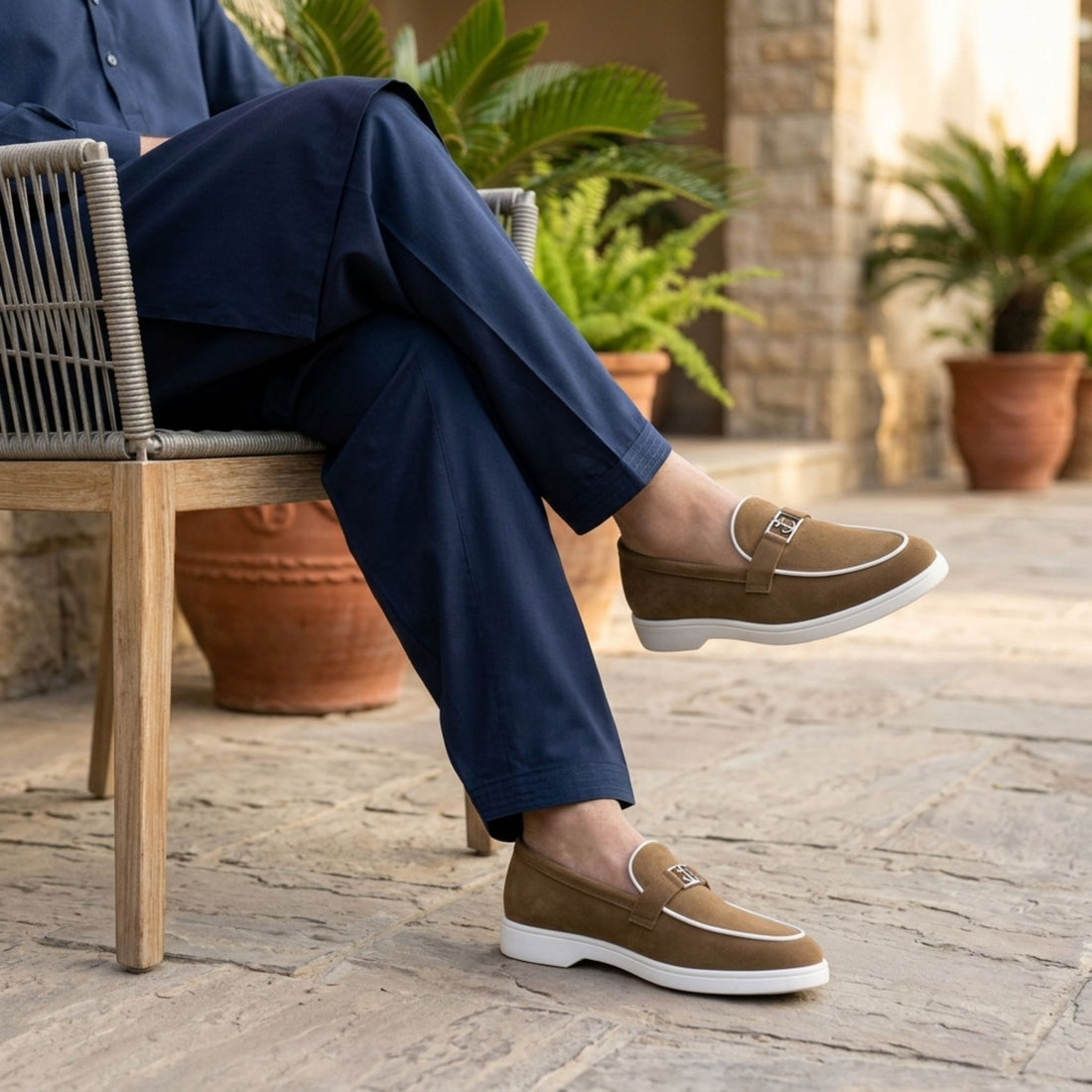 Wristoe Suede Anchor Loafers – Brown | White Sole