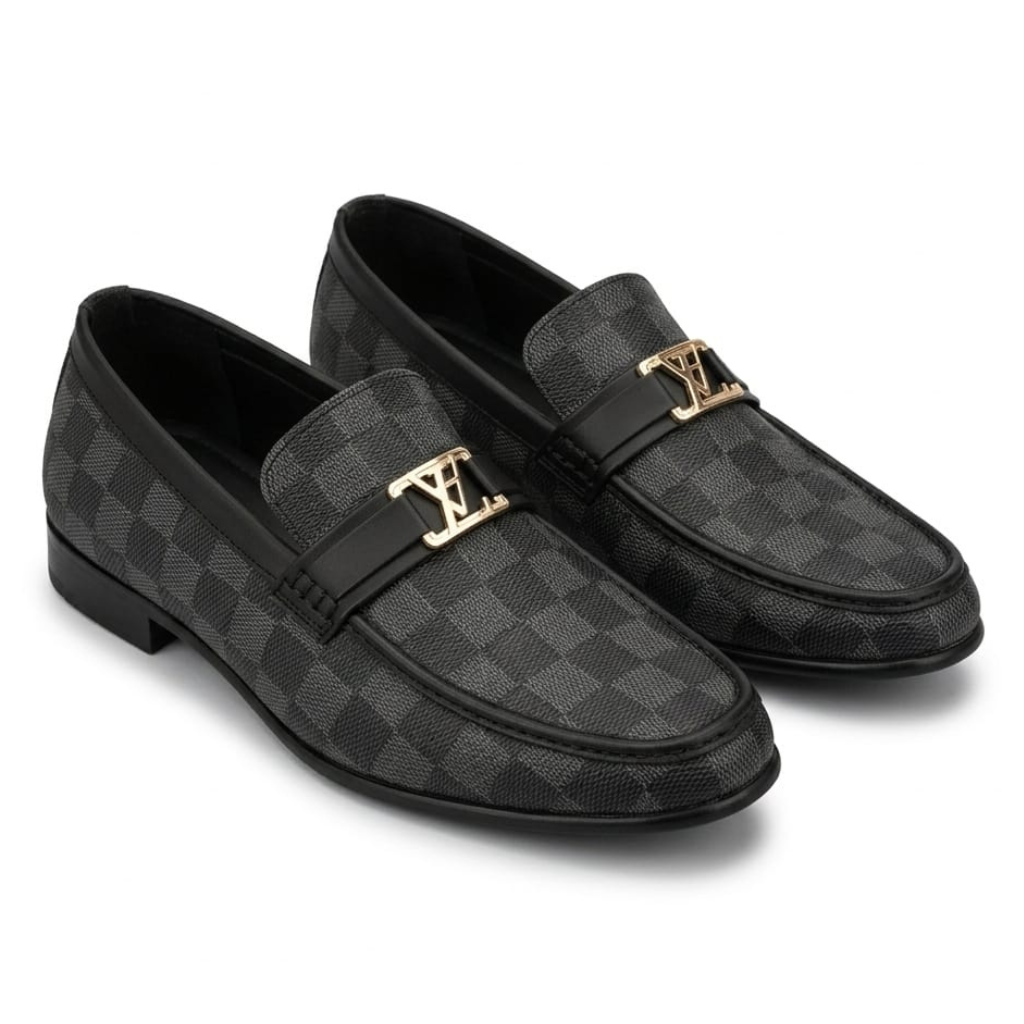 Elegant Black Checkered Loafers
