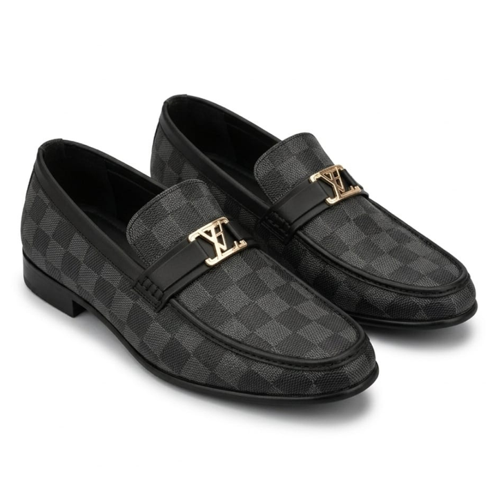Elegant Black Checkered Loafers