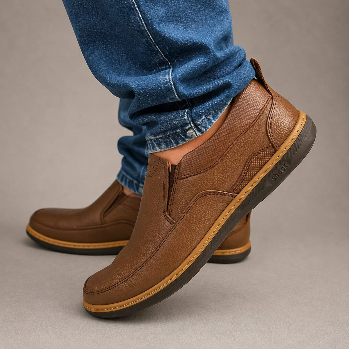 Premium Leather Comfort Shoes-WT071-Mustard