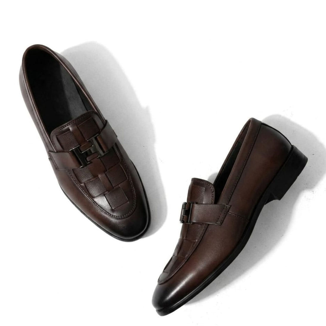 Classic Brown H-Buckle Leather Loafer