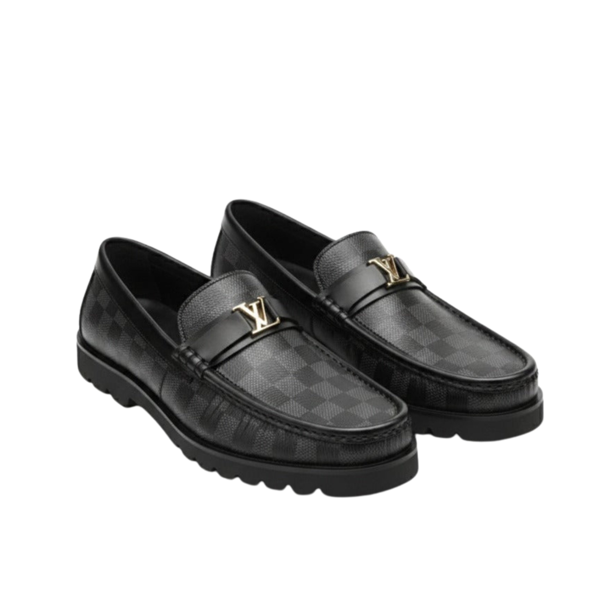 Elegant Black Checkered Loafers (High Sole)