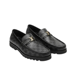 Elegant Black Checkered Loafers (High Sole)