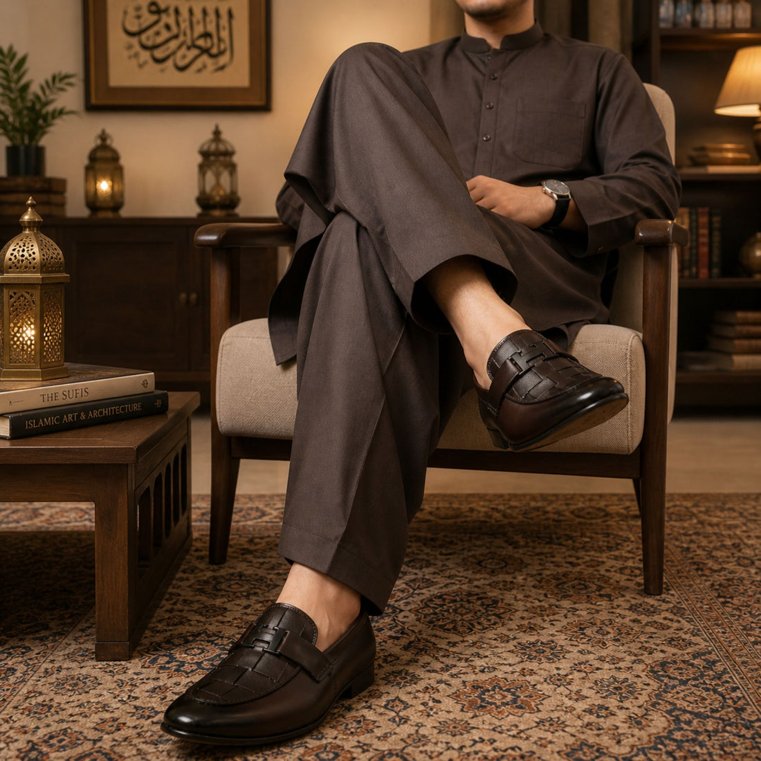 Classic Brown H-Buckle Leather Loafer