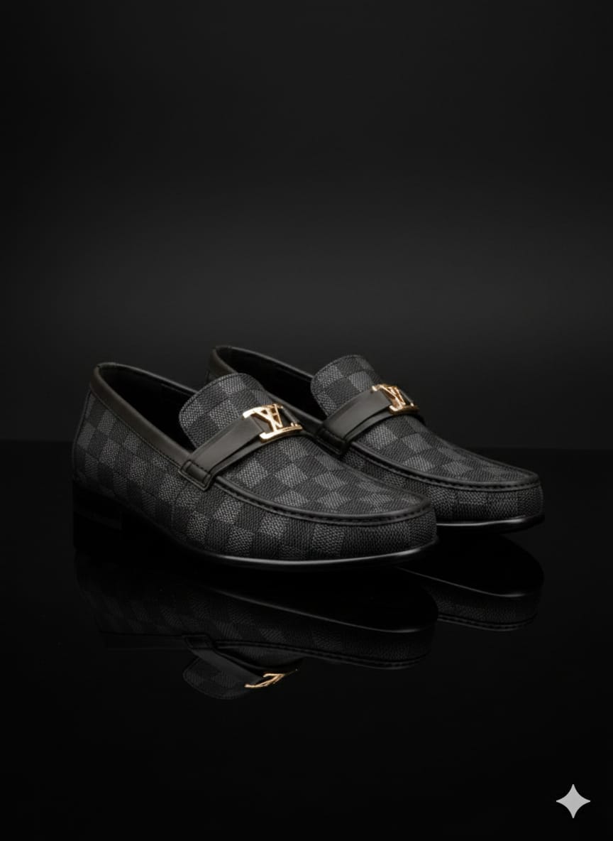 Elegant Black Checkered Loafers