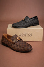 Elegant Black Checkered Loafers
