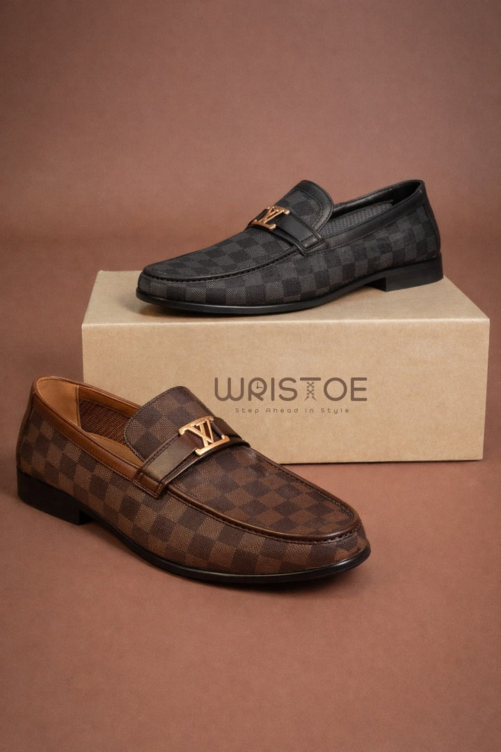 Elegant Black Checkered Loafers