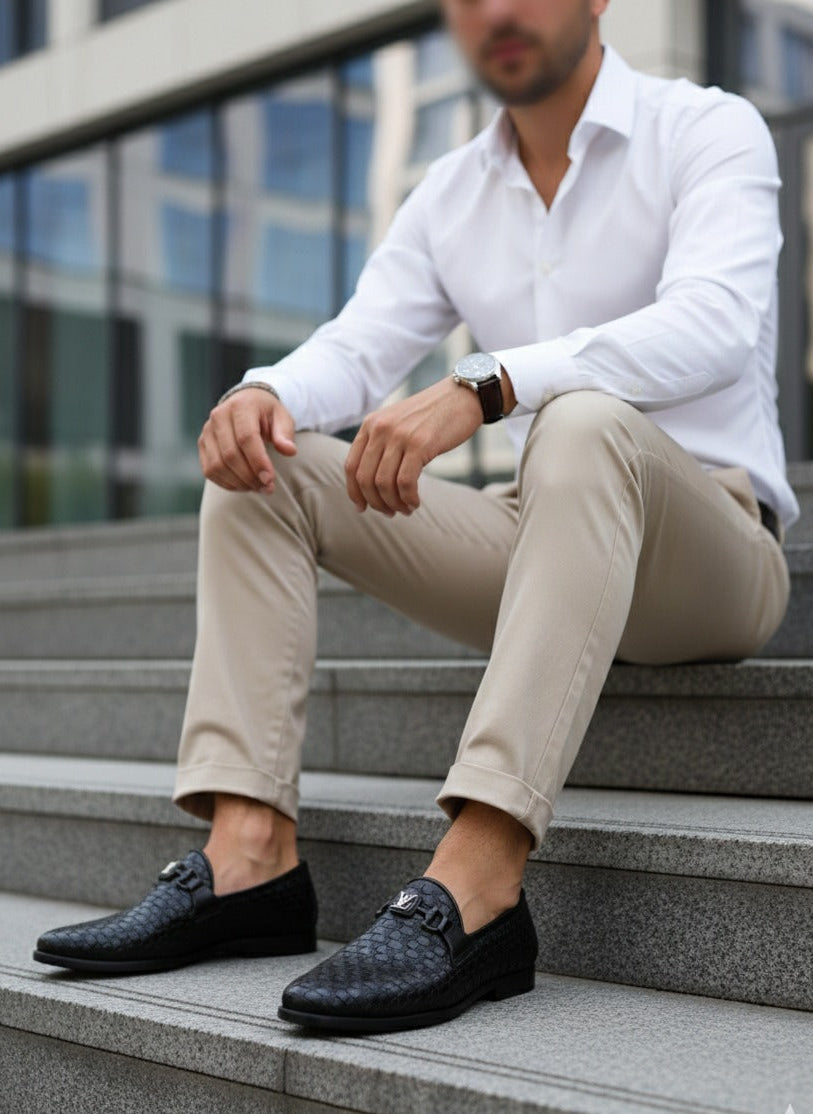 Premium Black Leather Loafers for Men