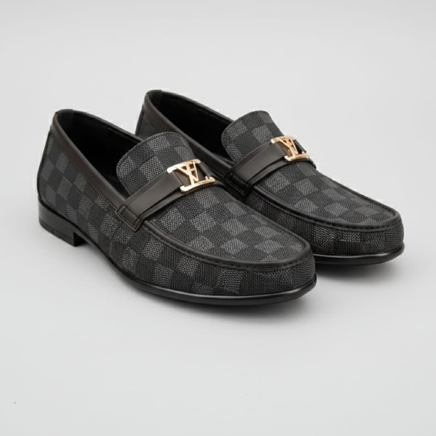 Elegant Black Checkered Loafers