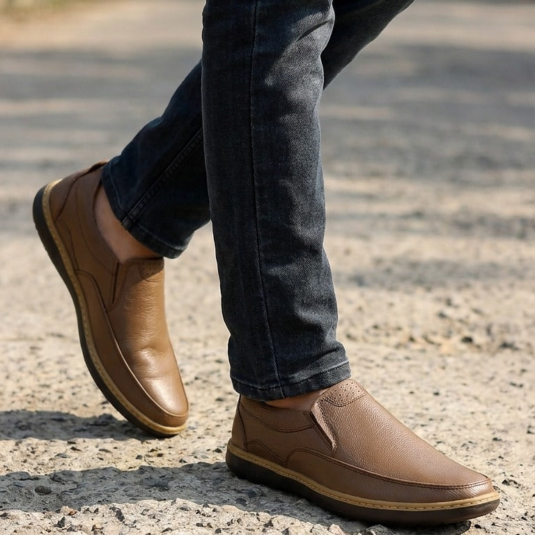 Premium Leather Comfort Shoes-WT071-Mustard